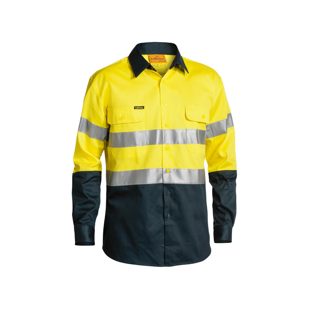 Bisley Mens Taped Hi Vis Drill Long Sleeve Shirt BT6456