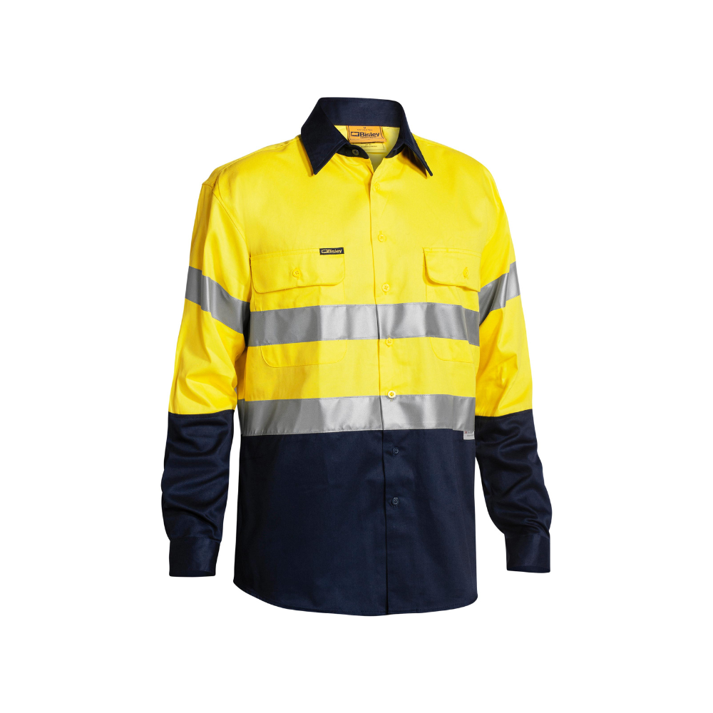 Bisley Mens Taped Hi Vis Drill Long Sleeve Shirt BT6456