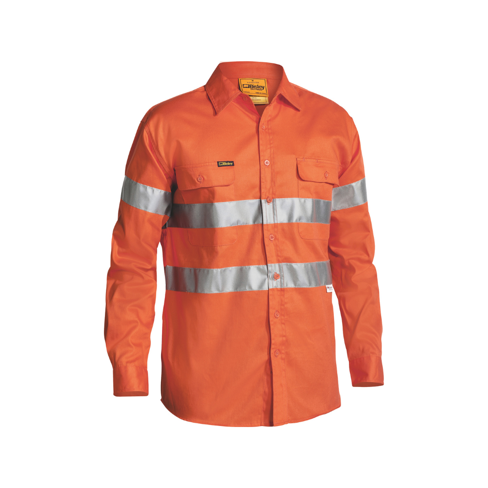 Bisley Mens Taped Hi Vis Drill Long Sleeve Shirt BT6482