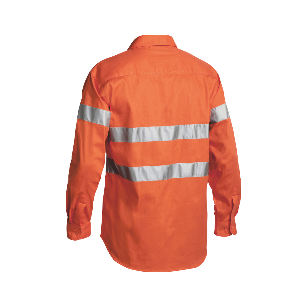 Bisley Mens Taped Hi Vis Drill Long Sleeve Shirt BT6482