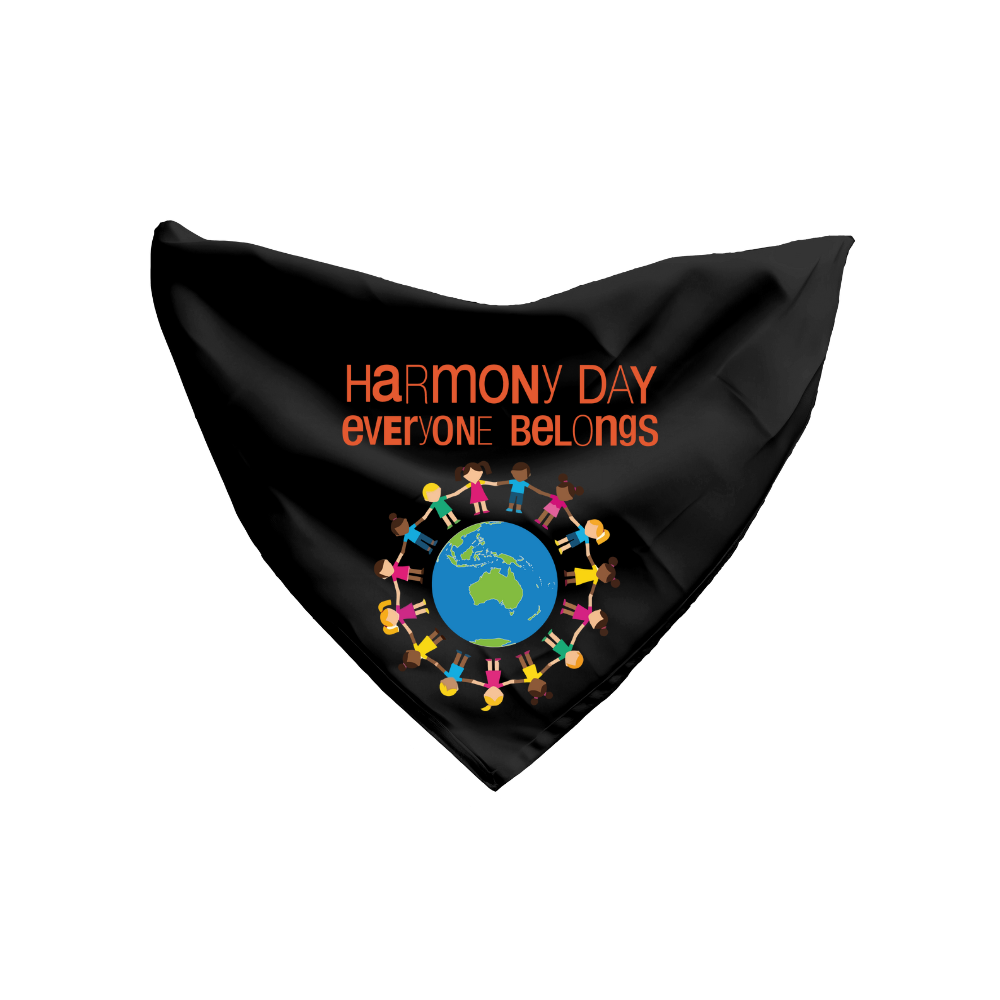 Harmony Day Harmony Kids Globe on Black Bandana