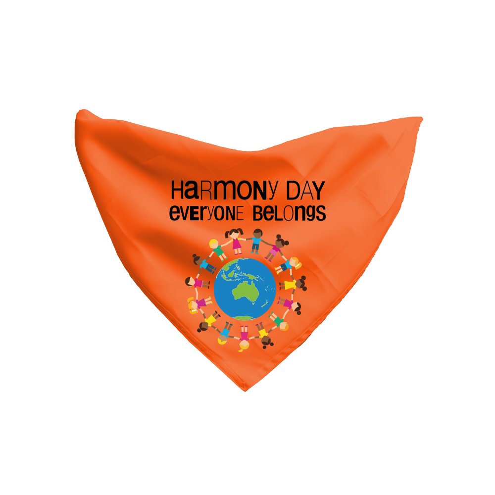 Harmony Day Harmony Kids Globe on Orange Bandana