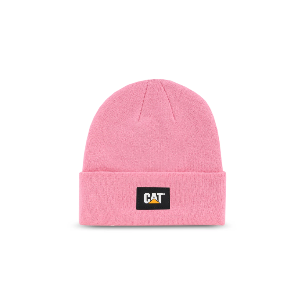 CAT Label Cuff Beanie Pink