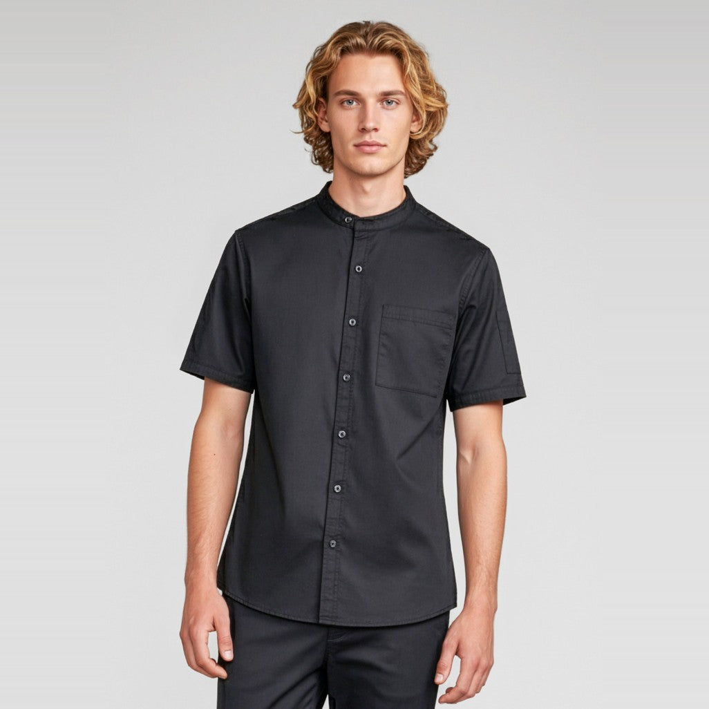 Biz Salsa Mens Short Sleeve Chef Shirt CH329MS, worn by model