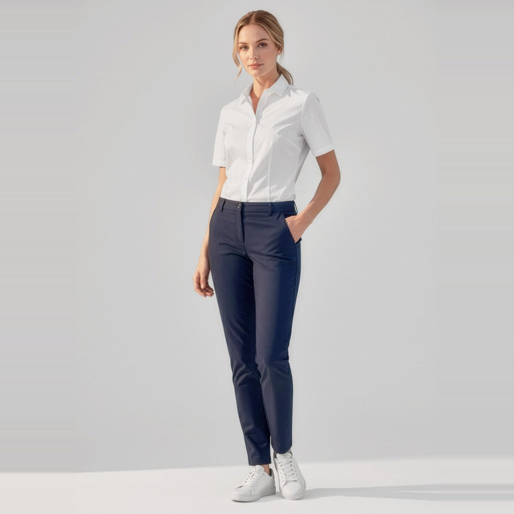 Biz Comfort Waist Womens Slim Leg Pant CL953LL, worn by model