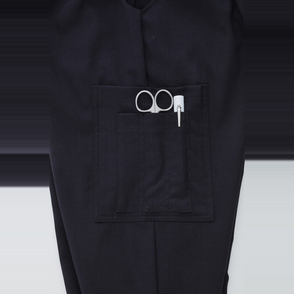 Biz Comfort Waist Womens Cargo Pant CL954LL in Black, worn by model, view 5