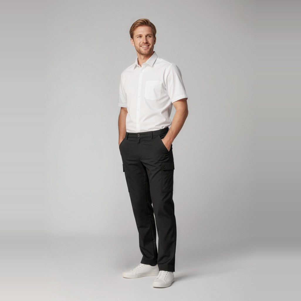 Biz Comfort Waist Mens Cargo Pant CL959ML, worn by model