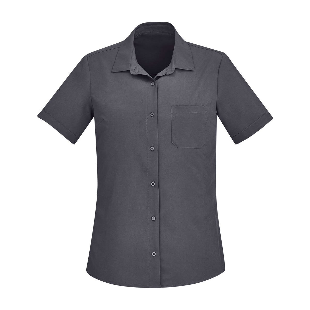 Biz Florence Womens Plain Short Sleeve Shirt CS947LS in Charcoal