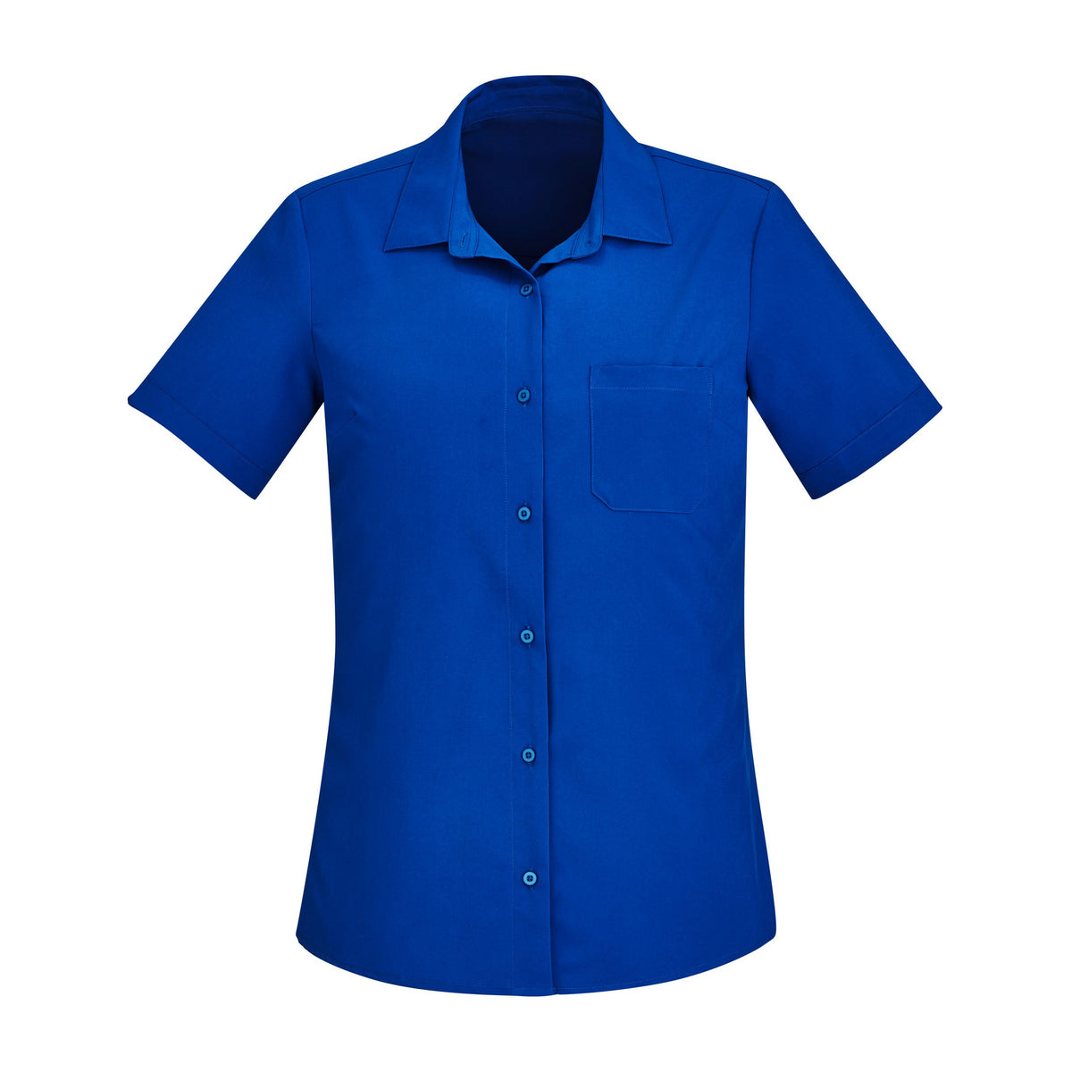 Biz Florence Womens Plain Short Sleeve Shirt CS947LS in Electric Blue