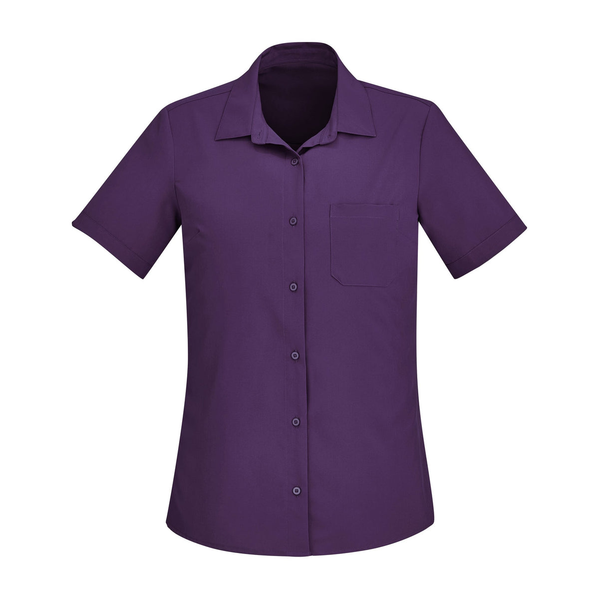 Biz Florence Womens Plain Short Sleeve Shirt CS947LS in Purple