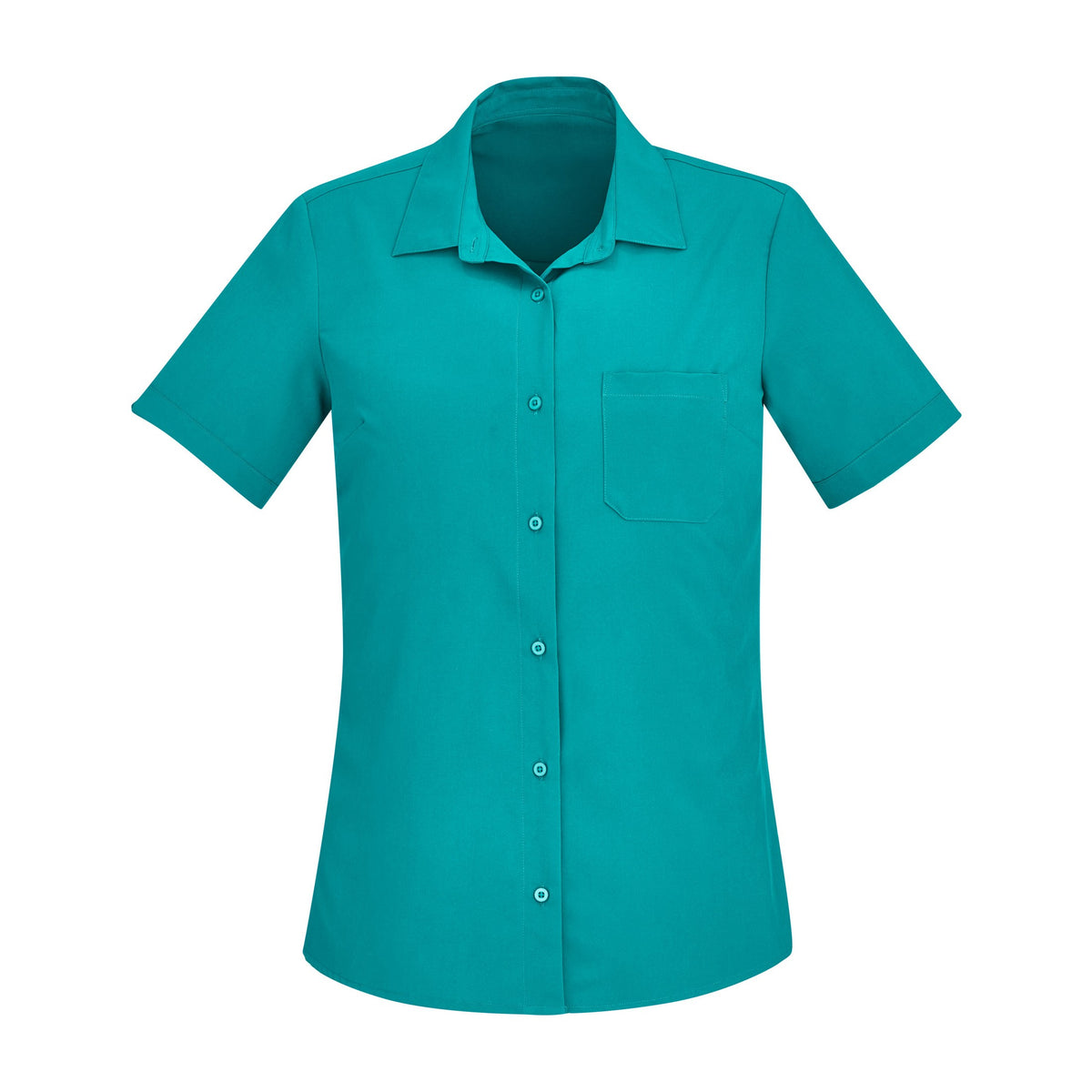 Biz Florence Womens Plain Short Sleeve Shirt CS947LS in Teal