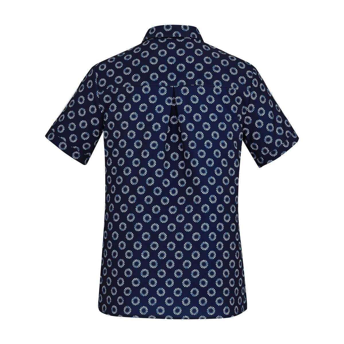 Biz Florence Womens Daisy Print Short Sleeve Shirt CS948LS in Navy, view 2