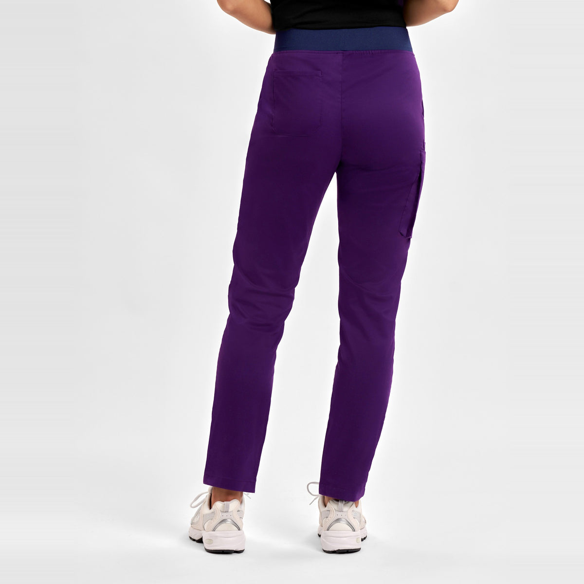 Inaura Riley Womens Straight Leg Scrub Pant CSP047LL in Purple, worn by model, view 4