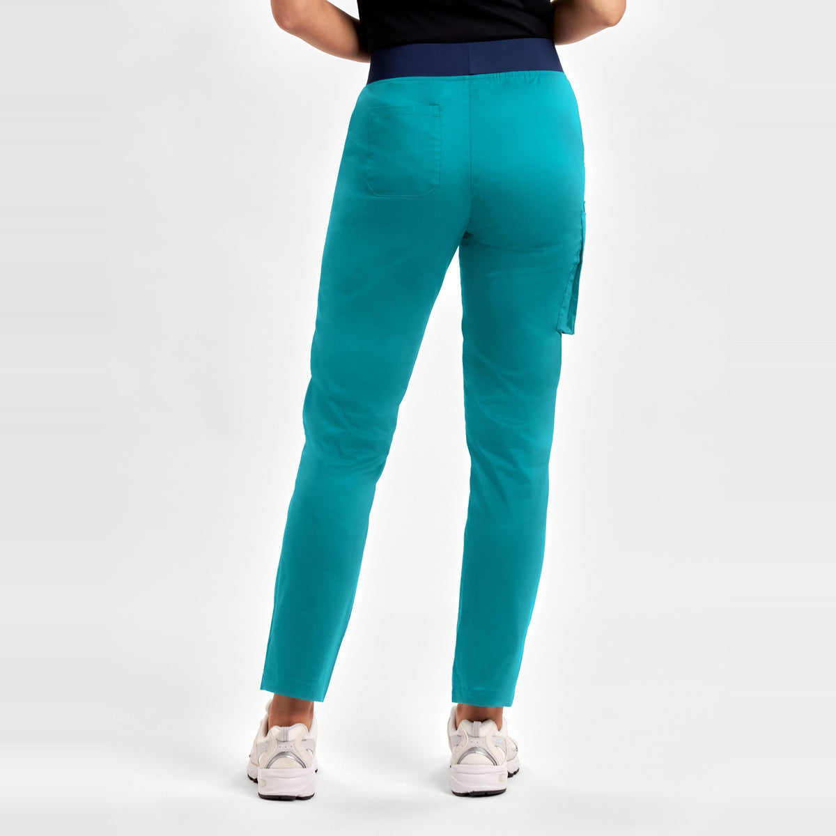 Inaura Riley Womens Straight Leg Scrub Pant CSP047LL in Teal, worn by model, view 4