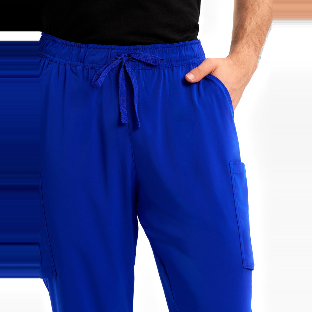 Inaura Avery Mens Straight Leg Scrub Pant CSP946ML in Electric Blue, worn by model, view 5