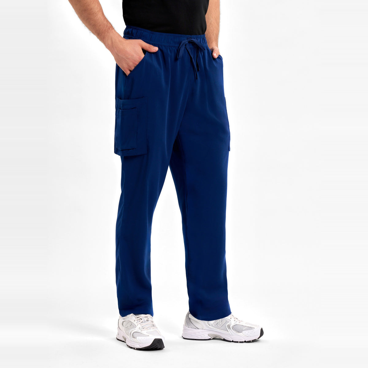 Inaura Avery Mens Straight Leg Scrub Pant CSP946ML in Navy, worn by model, view 2