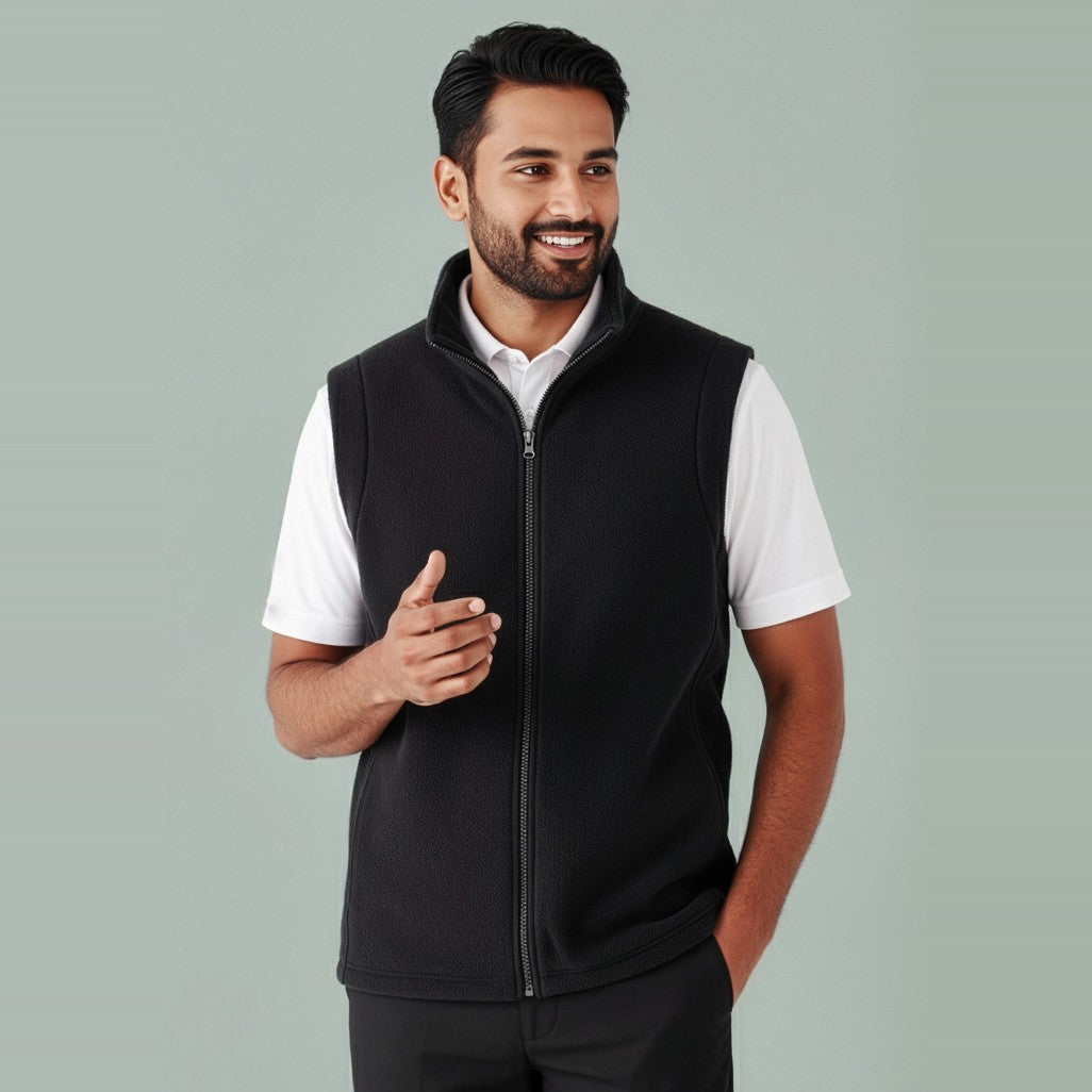 Biz Plain Mens Vest F233MN in Black, worn by model
