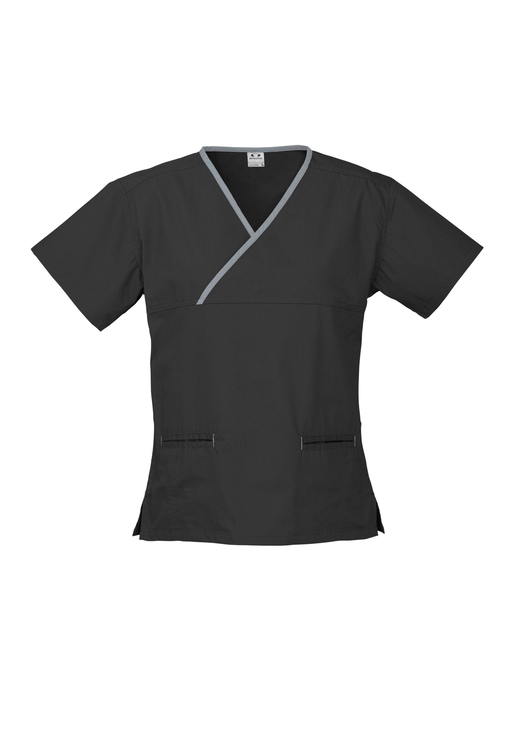 Biz Womens Contrast Crossover Scrubs Top H10722