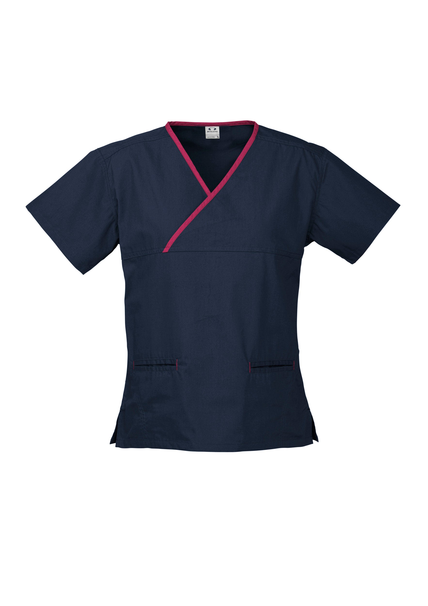 Biz Womens Contrast Crossover Scrubs Top H10722