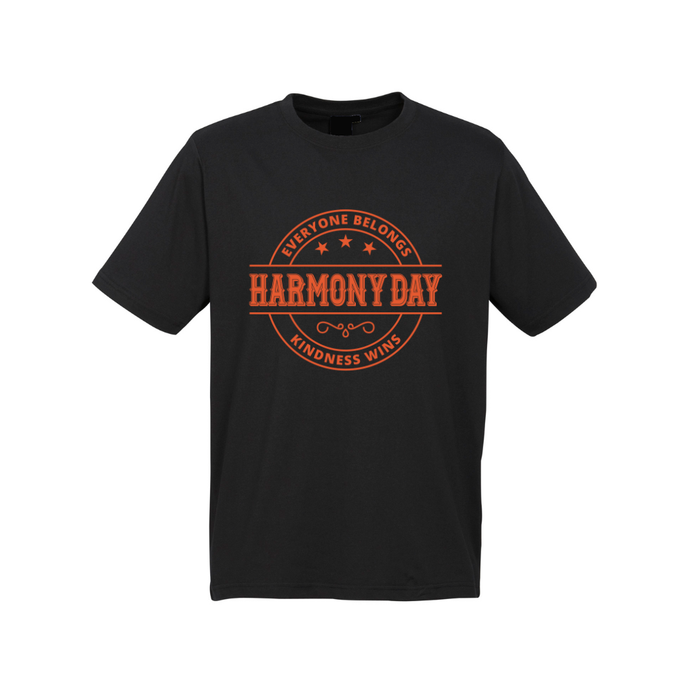 Adults Harmony Day Harmony Western on Black T-Shirt
