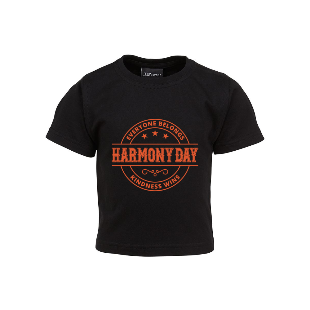 Babies Harmony Day Harmony Western on Black T-Shirt