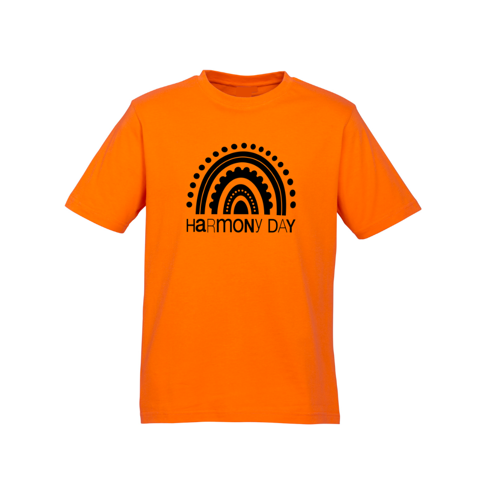 Kids Harmony Day Rainbow on Orange T-Shirt