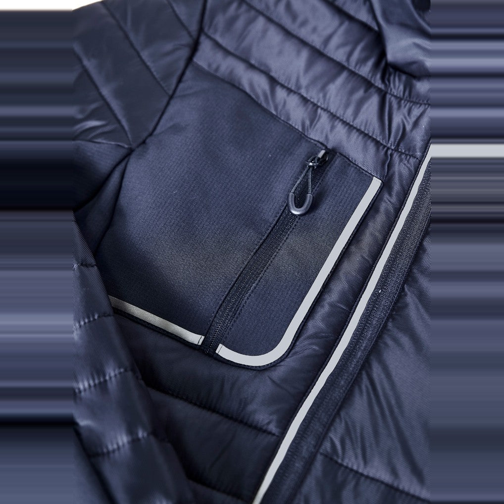 Biz Patrol Unisex Jacket J134M in Navy/Silver, worn by model, view 7
