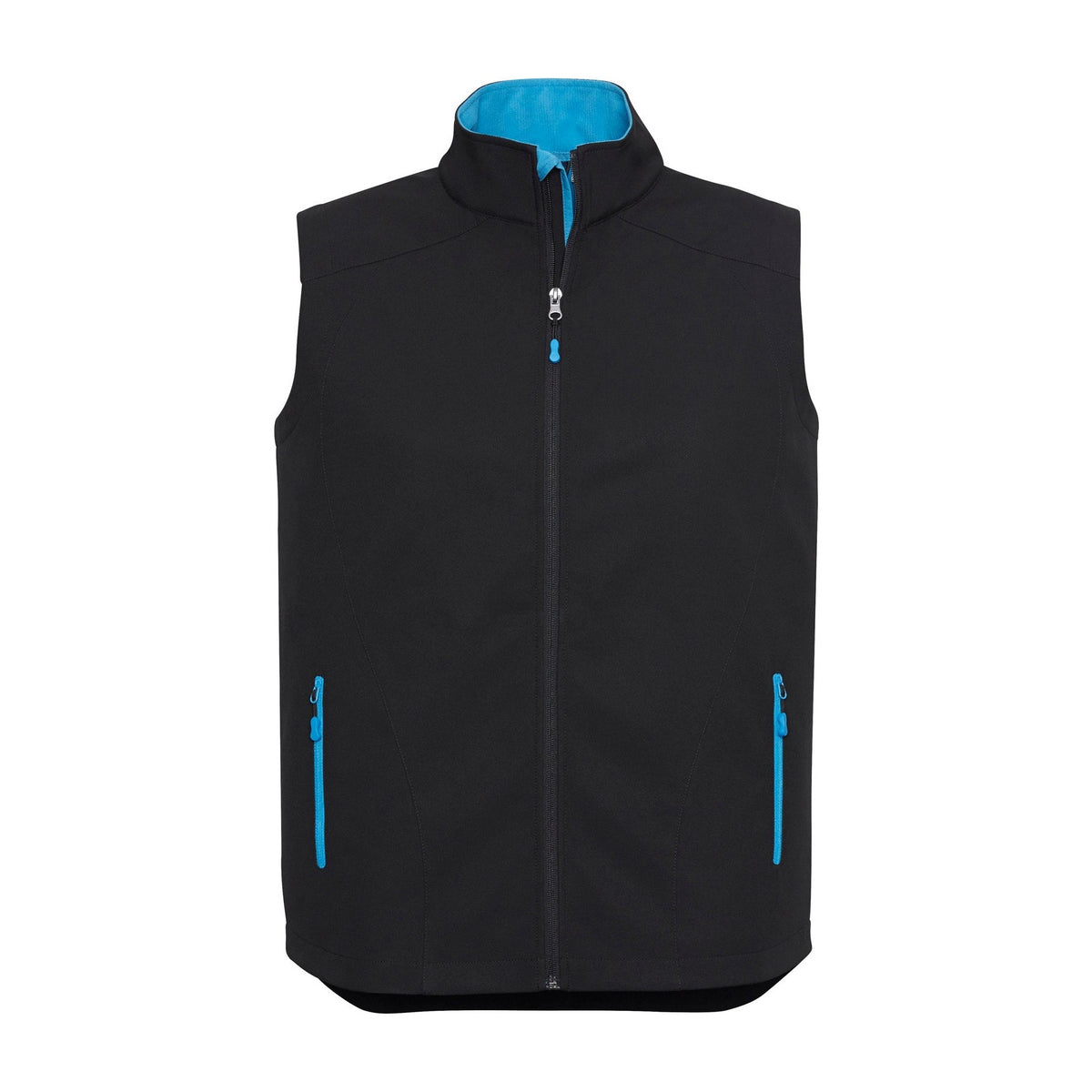 Biz Mens Geneva Vest J404M in Black/Cyan