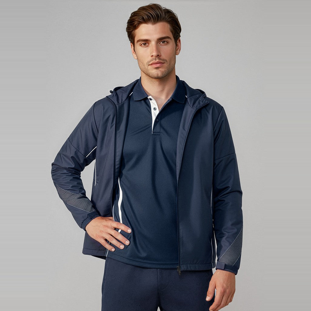 Biz Razor Unisex Jacket J408M in Navy/White, worn by model