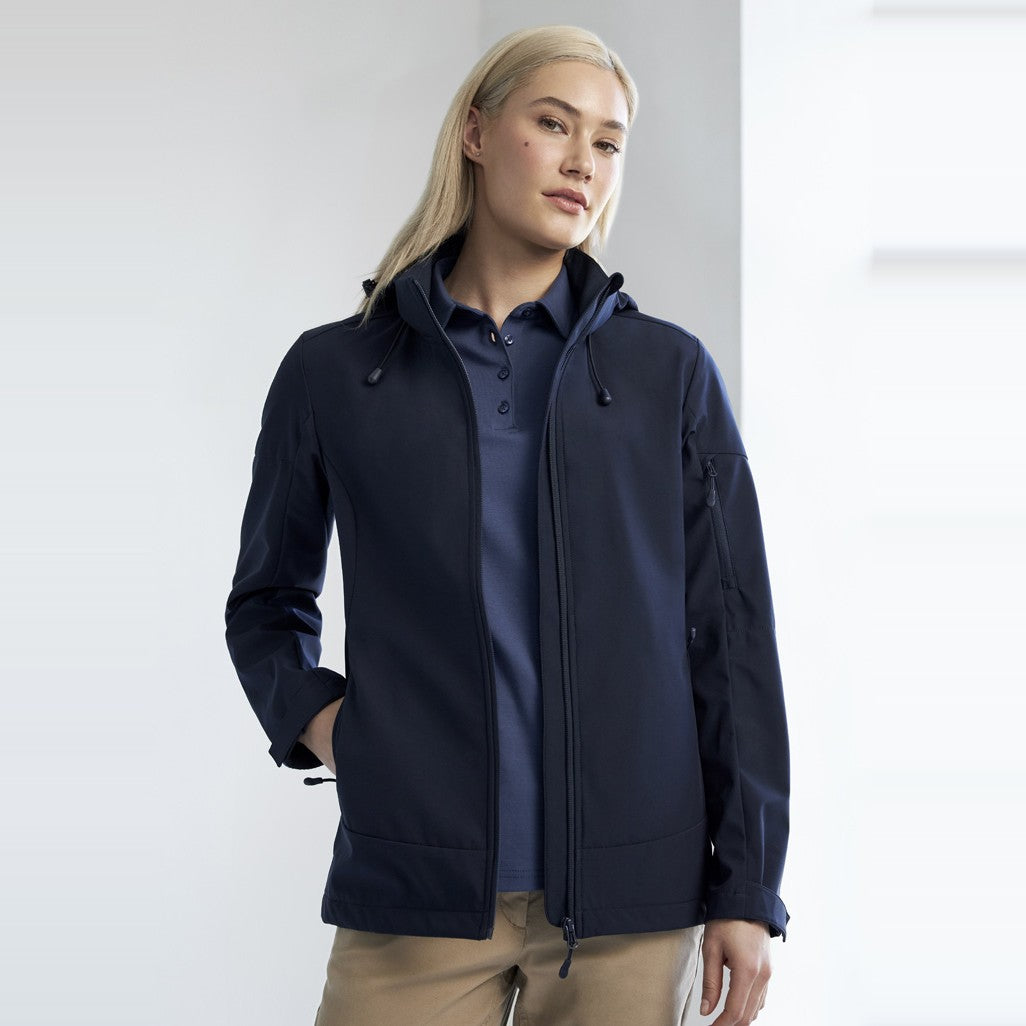 Biz Atlas Womens Jacket J502L in Navy, worn by model