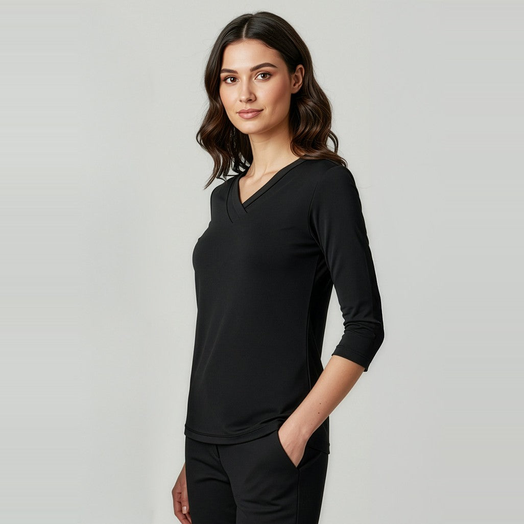 Biz Lana Womens 3/4 Sleeve Top K819LT, worn by model