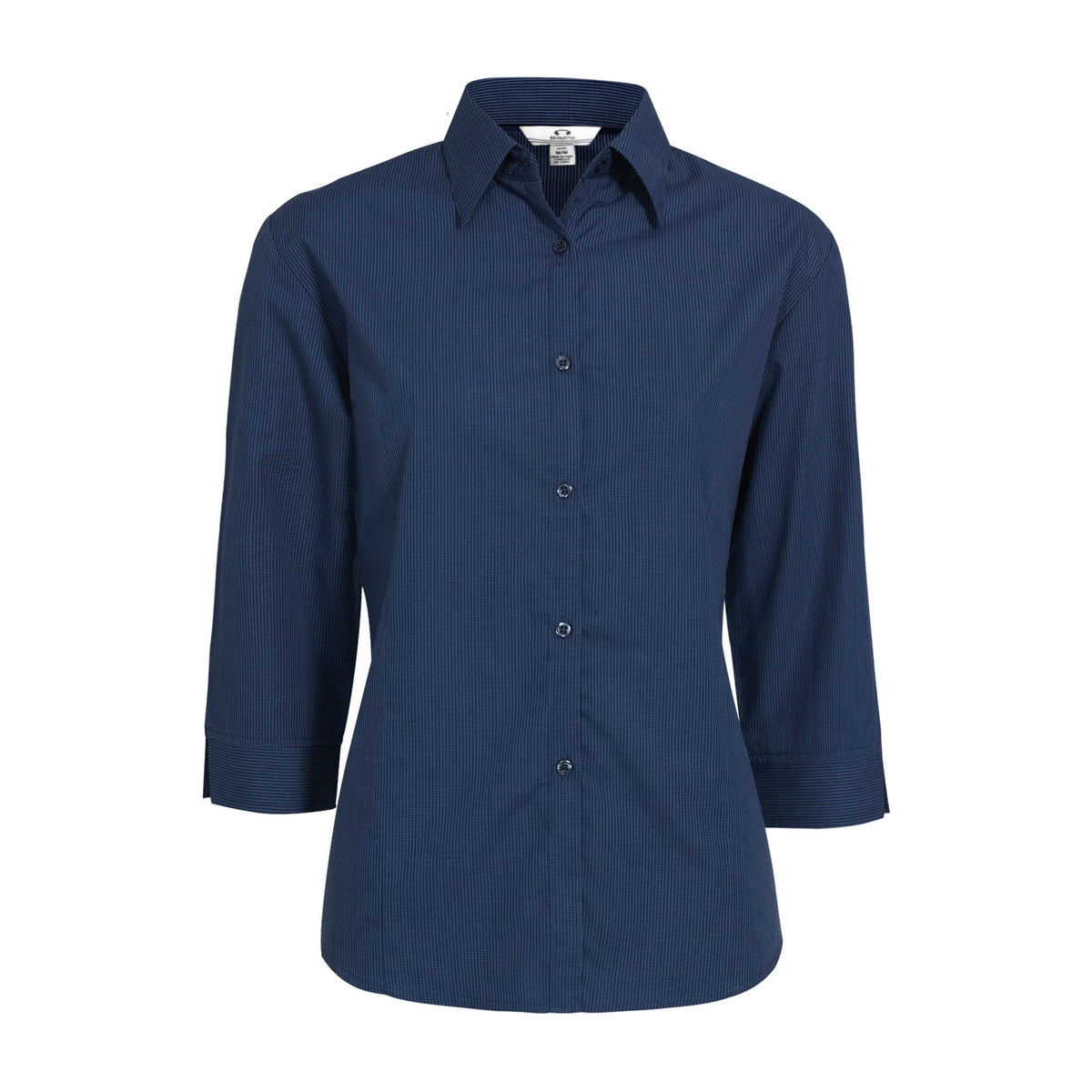 Biz Micro Womens Check 3/4 Sleeve Shirt LB8200 in Navy