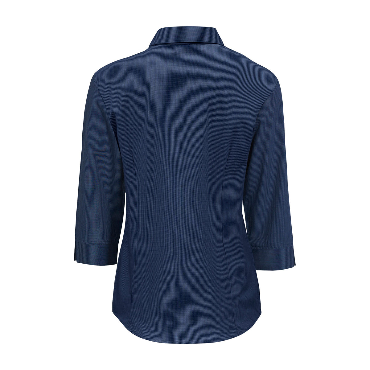 Biz Micro Womens Check 3/4 Sleeve Shirt LB8200 in Navy, view 2