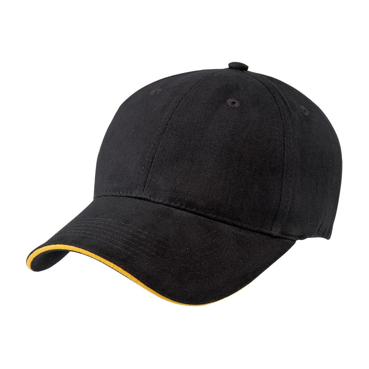 Legend Life Premium Soft Sandwich Peak Cap 8001 in Black/Gold