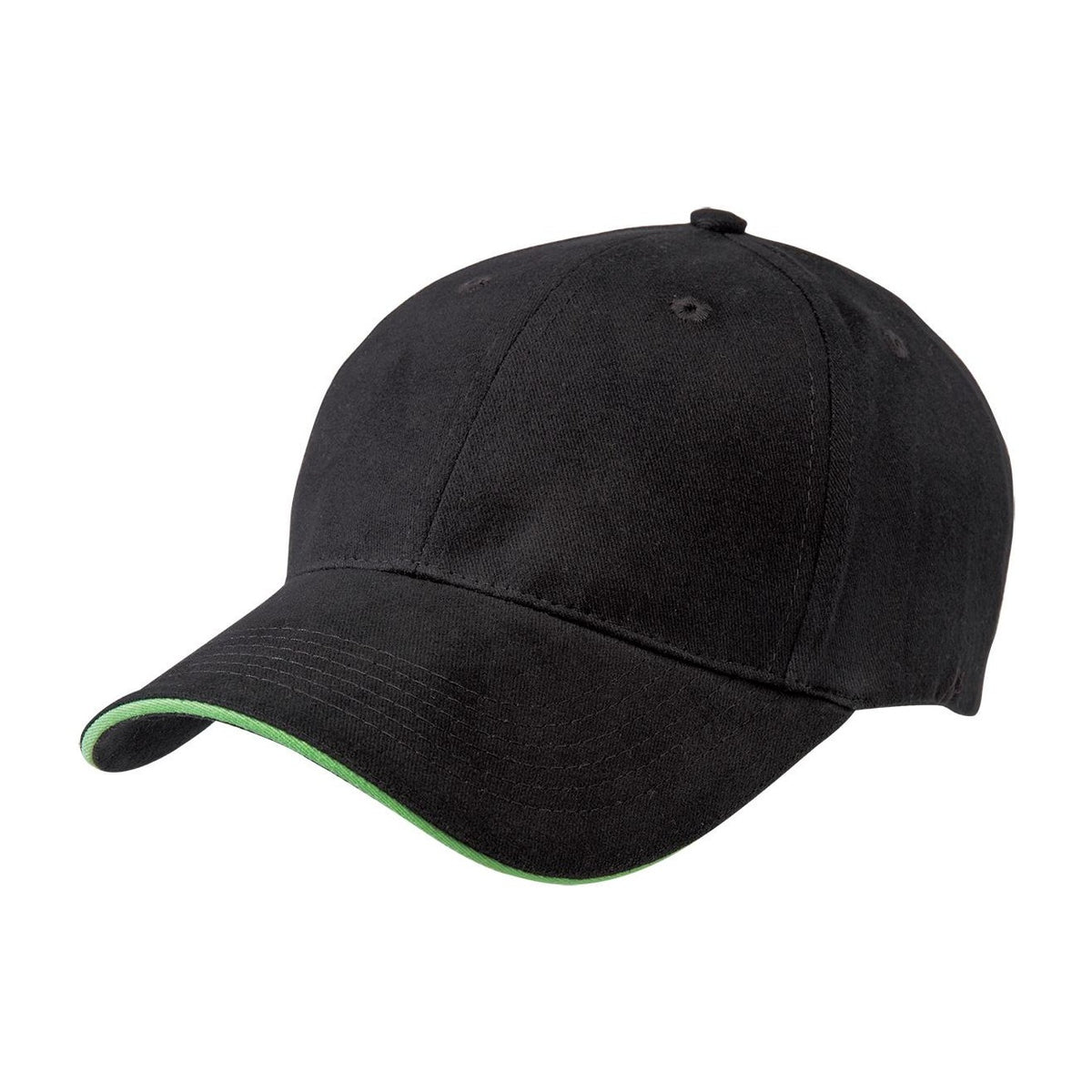 Legend Life Premium Soft Sandwich Peak Cap 8001 in Black/Lime