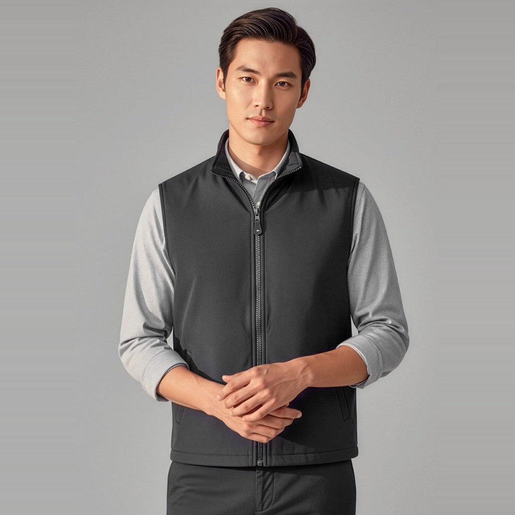 Biz Reversible Unisex Fleece Vest NV5300, worn by model
