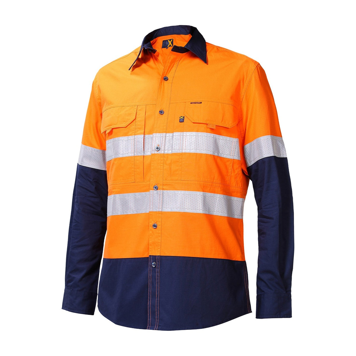 RMX Flex Fit Utility Shirts, Two Tone, Reflective RMX003R in Orange/Navy