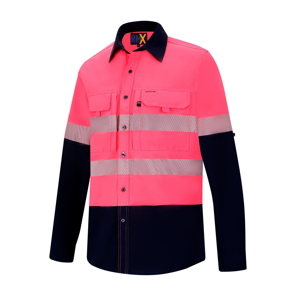 RMX Light Weight Ripstop Shirt, Two Tone, Reflective RMX020R in Pink/Navy