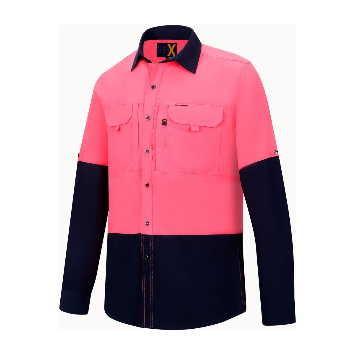 RMX Light Weight Ripstop Shirt, Two Tone RMX020 in Pink/Navy