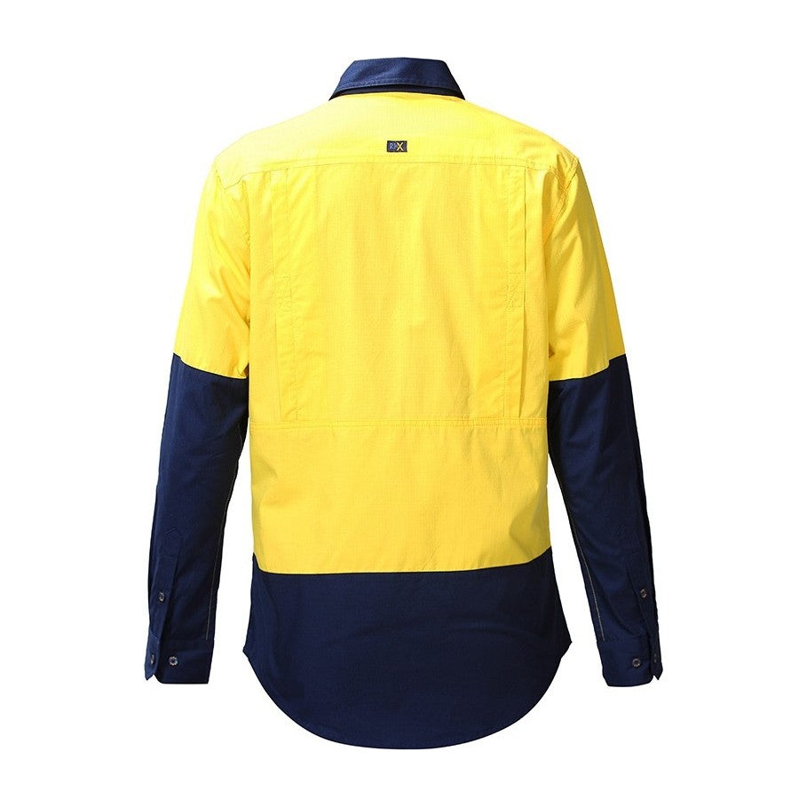 RMX Flexible Fit Utility Shirts, Two Tone RMX003 in Yellow/Navy, back view