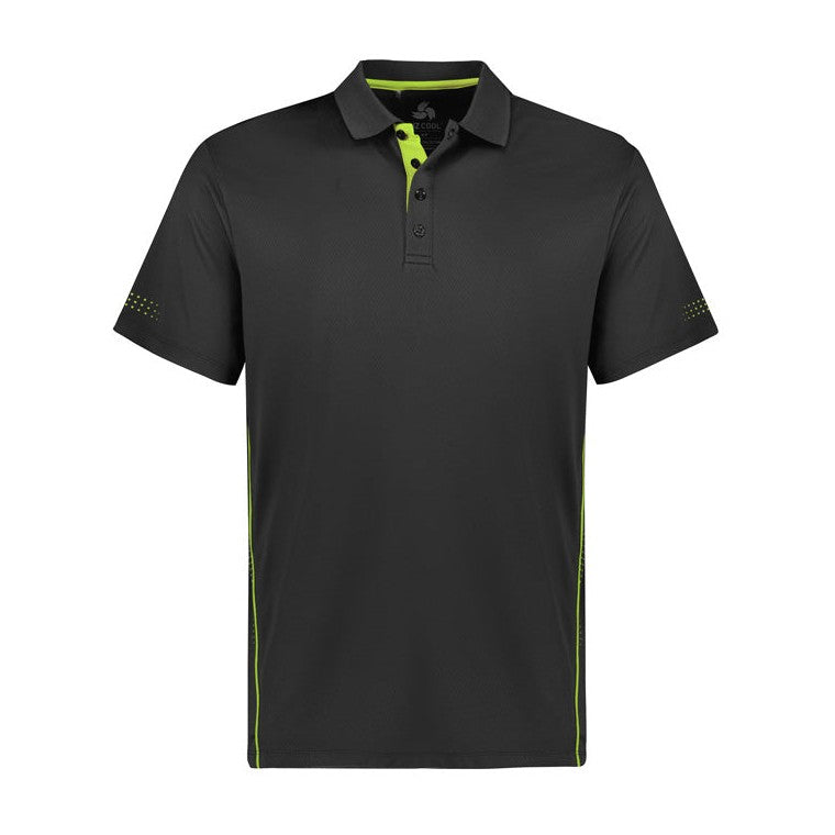 Biz Mens Balance Polo P200MS in Grey/Fluoro Lime