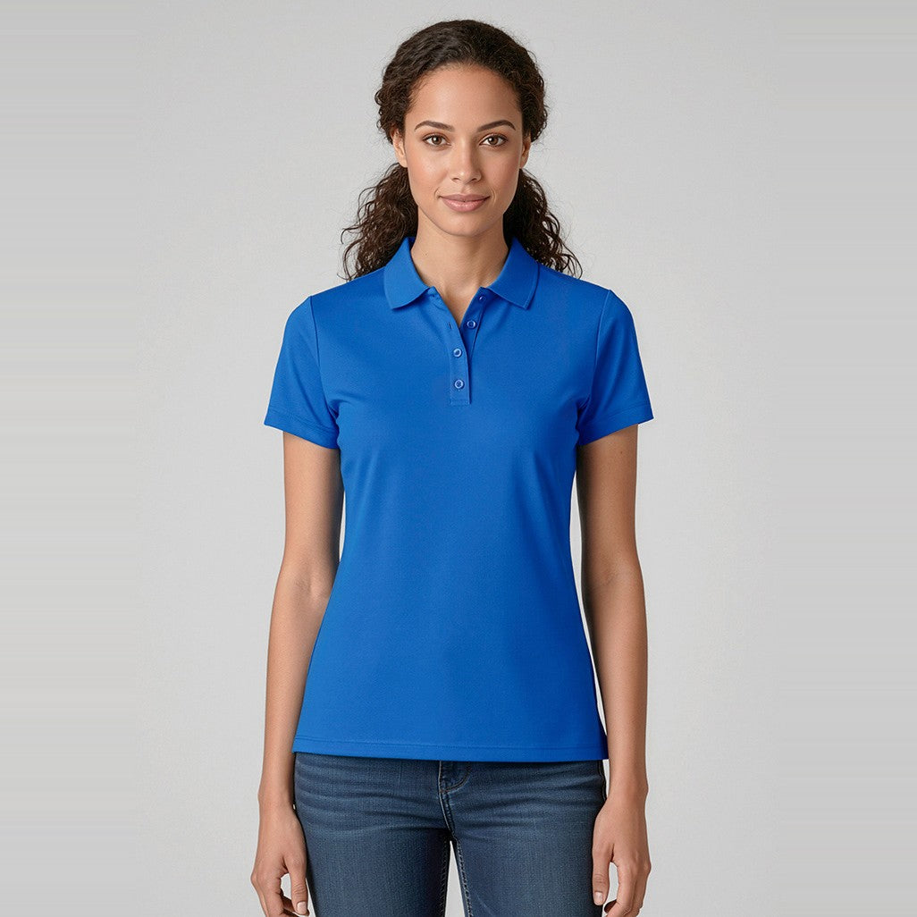 Biz Action Womens Short Sleeve Polo P206LS in Royal, worn by model