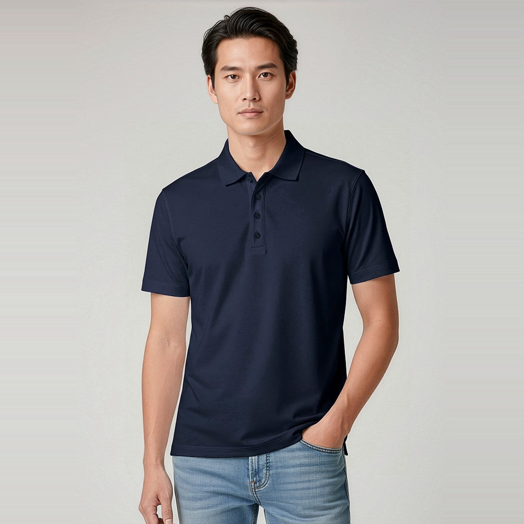 Biz Action Mens Short Sleeve Polo P206MS in Navy, worn by model