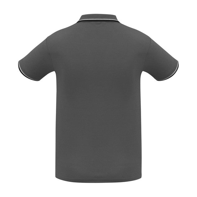 Biz Cambridge Mens Short Sleeve Polo P227MS in Steel Grey/Black/White, view 2