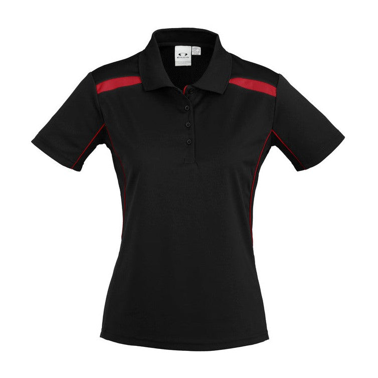 Biz Womens United Polo P244LS in Black/Red