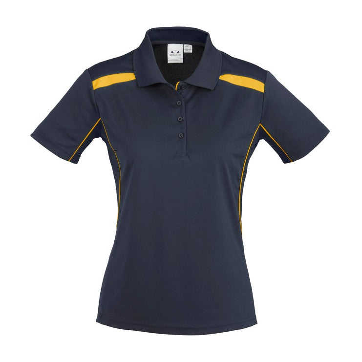 Biz Womens United Polo P244LS in Navy/Gold
