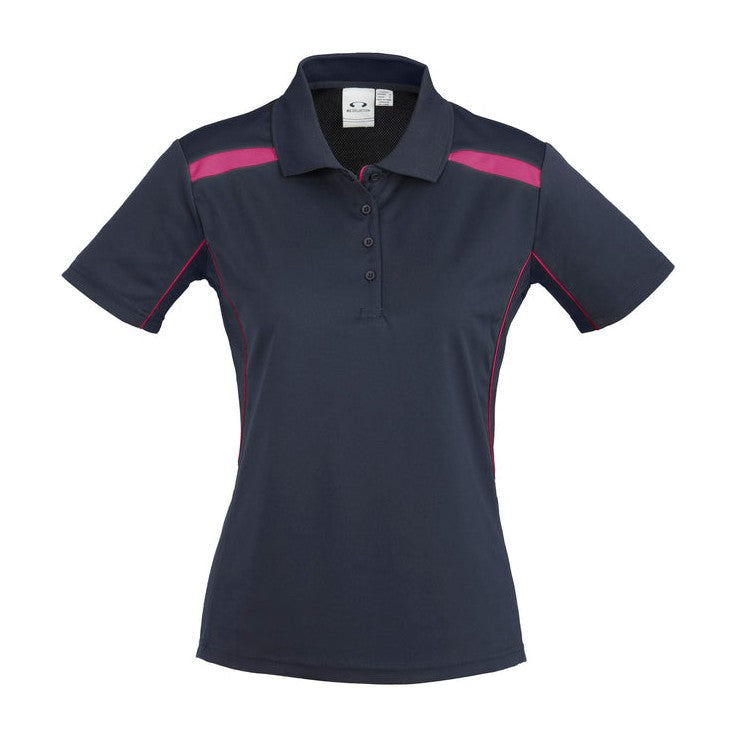 Biz Womens United Polo P244LS in Navy/Magenta