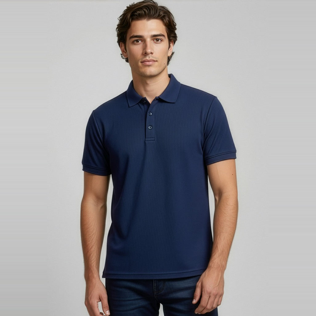 Biz Micro Mens Waffle Short Sleeve Polo P3300, worn by model