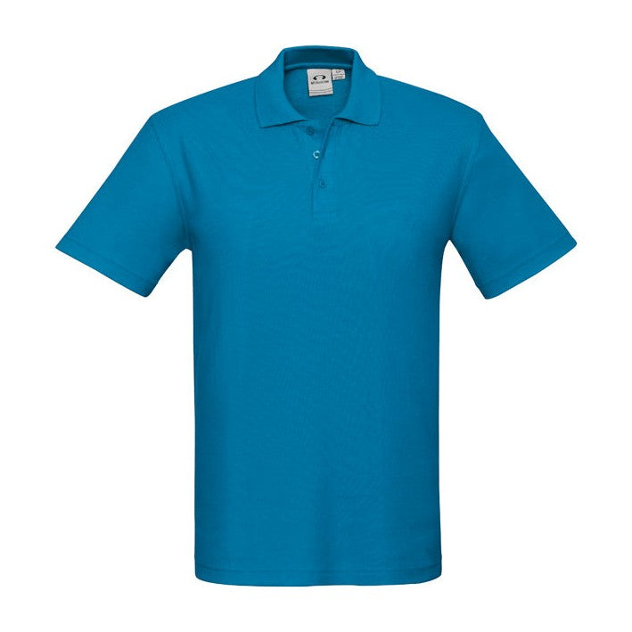Biz Mens Crew Polo P400MS in Cyan