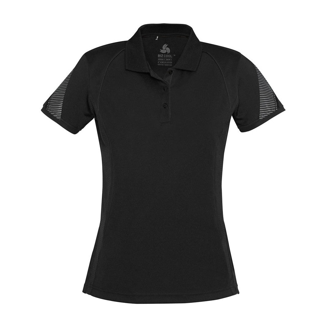 Biz Womens Razor Polo P405LS in Black/Black